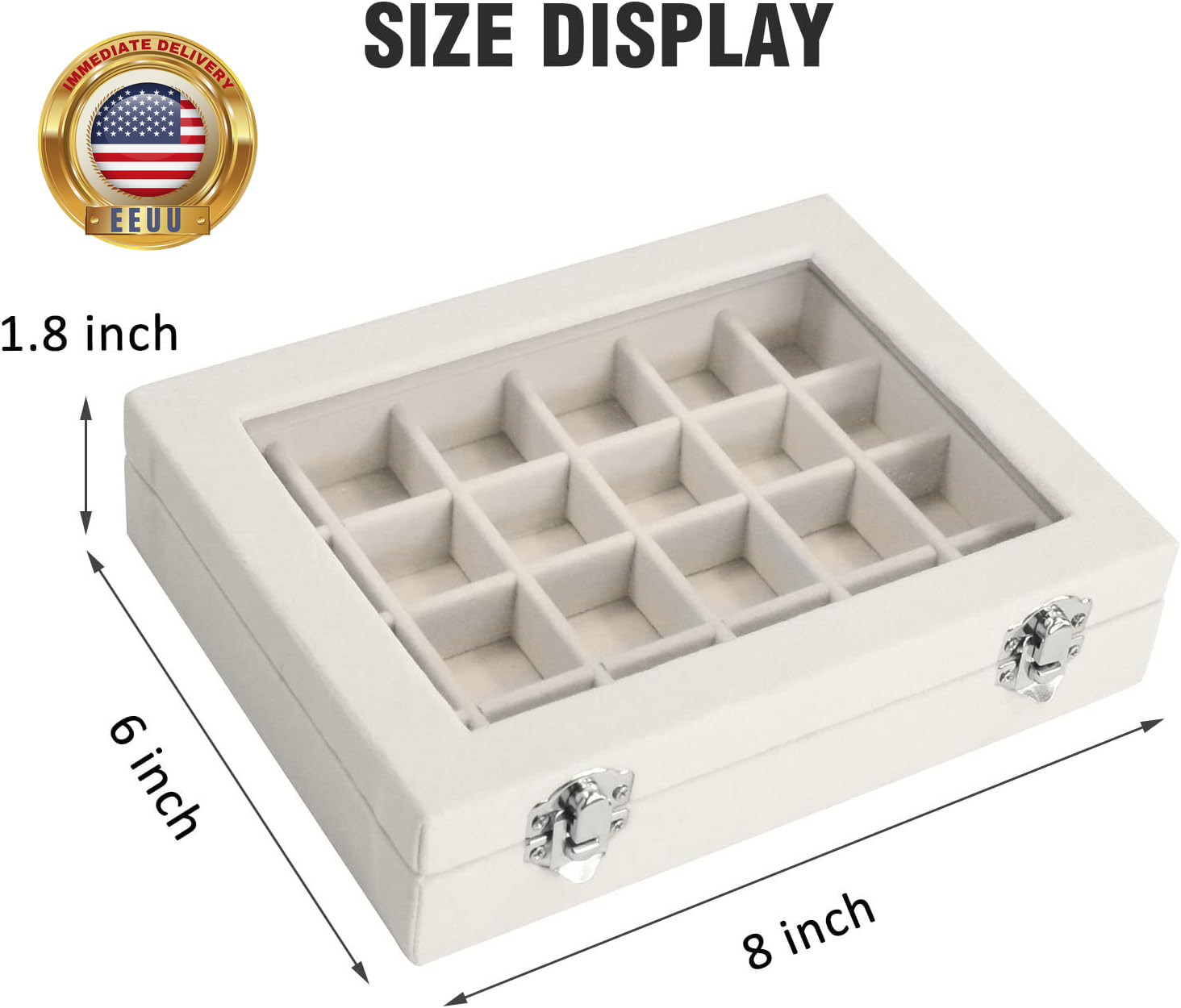 Velvet Jewelry Box 24 Grid Jewelry Ring Display Organiser Box Tray Holder Earrin
