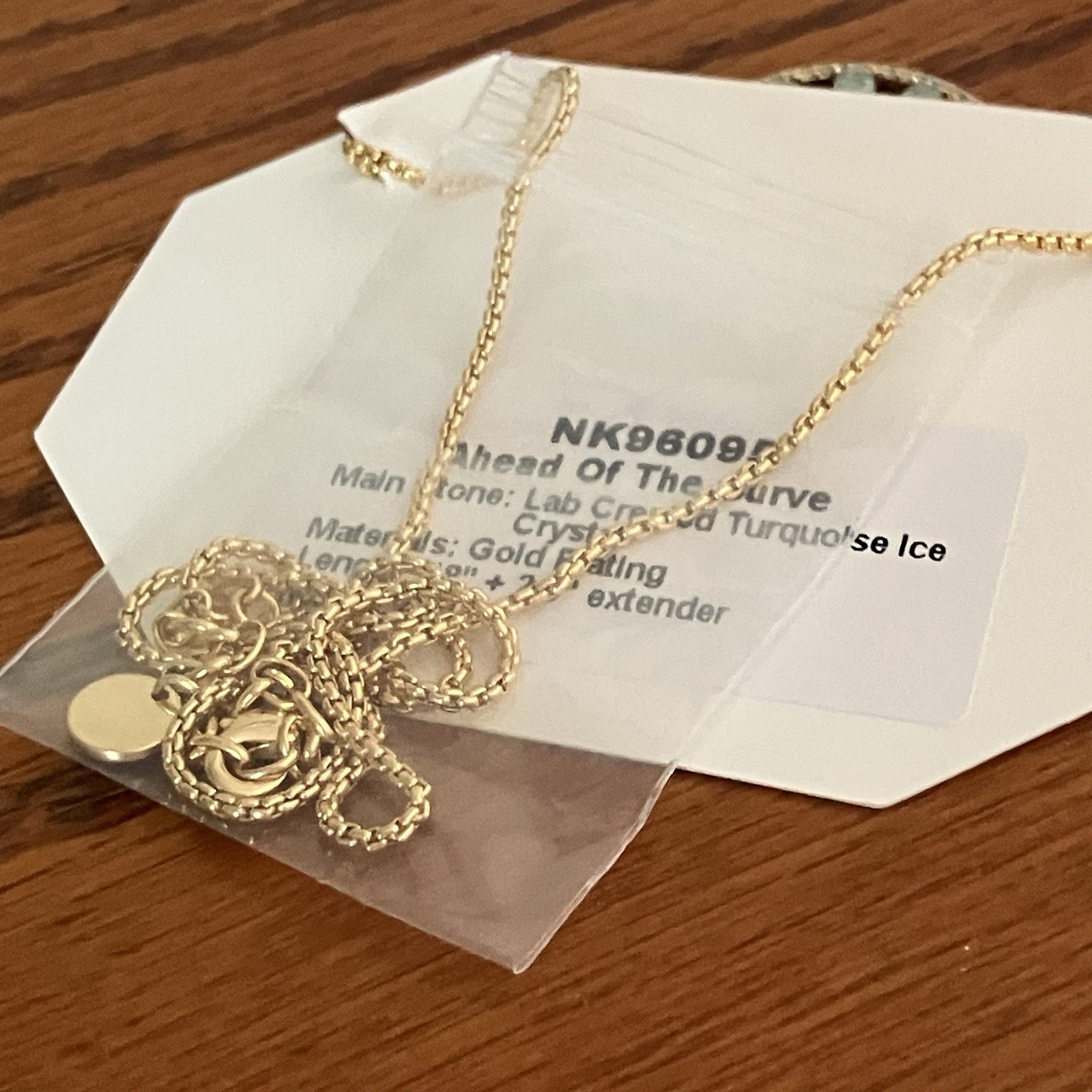 Bomb Party OG Necklace Ahead Of The Curve Turquoise Ice Crystal On Gold NK96095