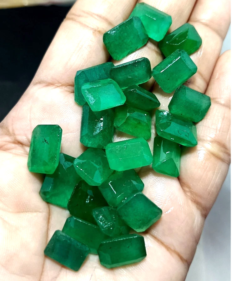 105 Ct NATURAL Colombian Emerald Certified Emerald Cut GEMSTONE Mix Size LOT A+