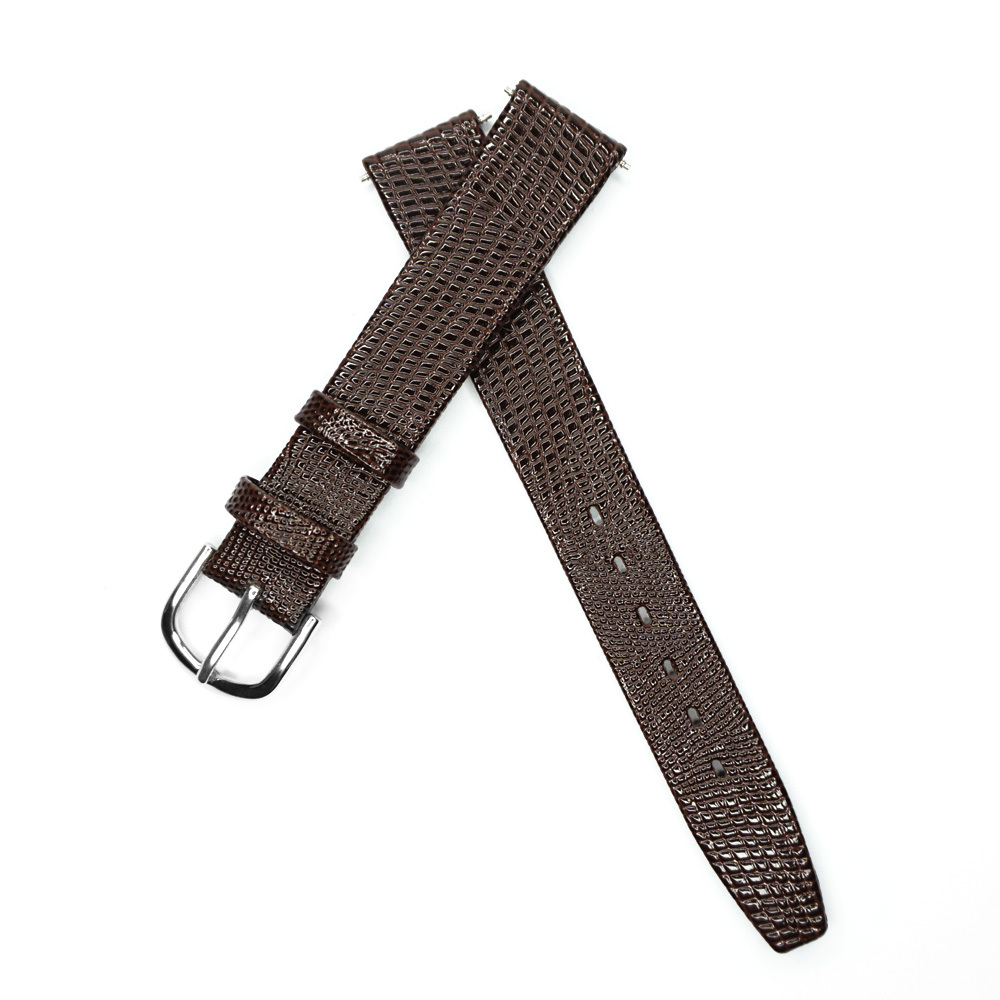 12 14 16 17 18 19 20 21mm Watch Band Strap Lizard Calf Leather Dark Brown Women