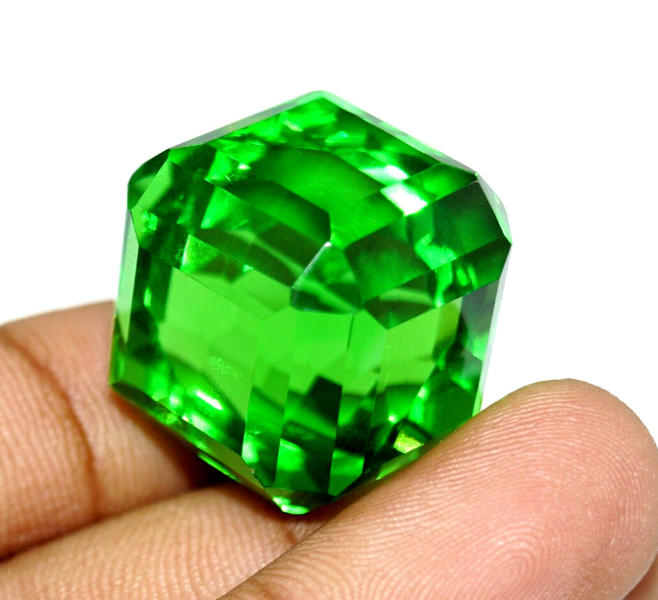 120 Ct+Cube Cut Natural EGL Certified Brazilian GREEN Color Topaz Loose Gemstone