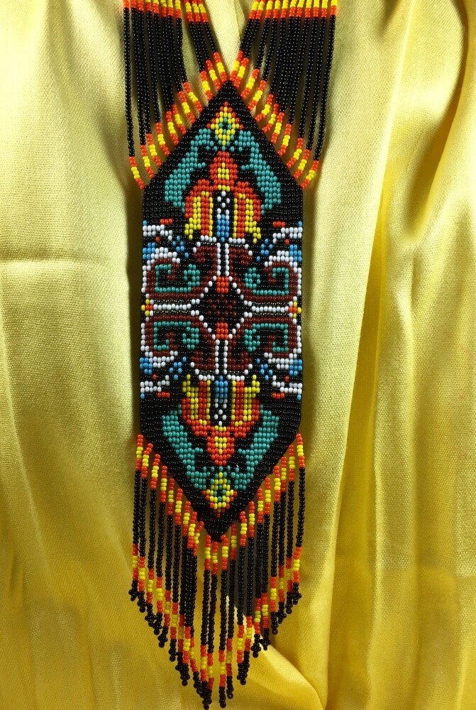 HANDCRAFTED ETHNIC NATIVE STYLE MULTI-COLOR BEADED NECKLACE EARRINGS SET S58/8