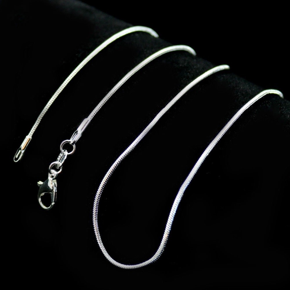 Fashion 925 Sterling Silver Lobster Clasp Snake Chain 18″ For Pendant Necklace