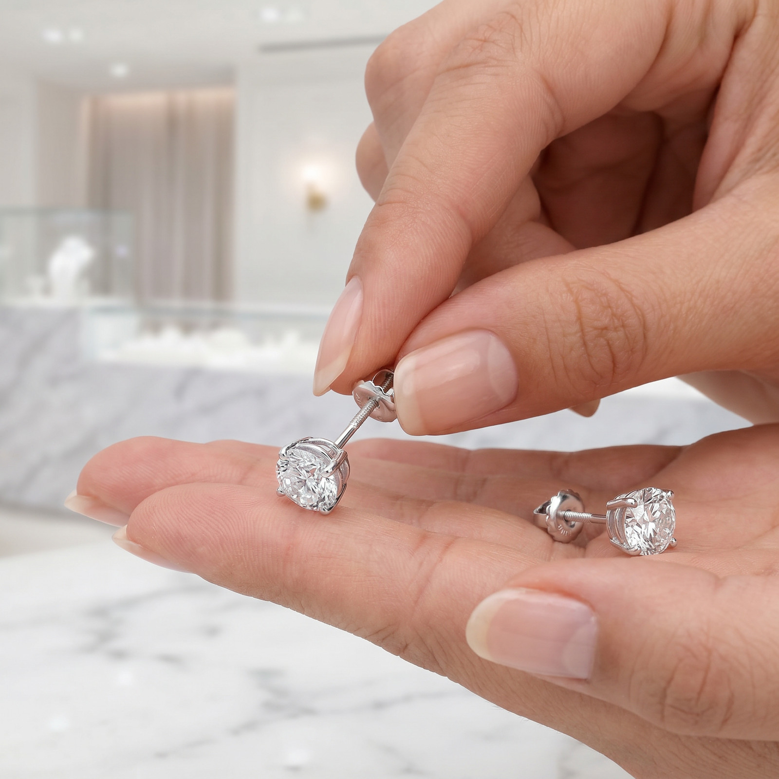 1/2 – 2Ct Diamond Screw Back Studs 14k Gold Earrings Lab Grown (GH/VS2-SI1)