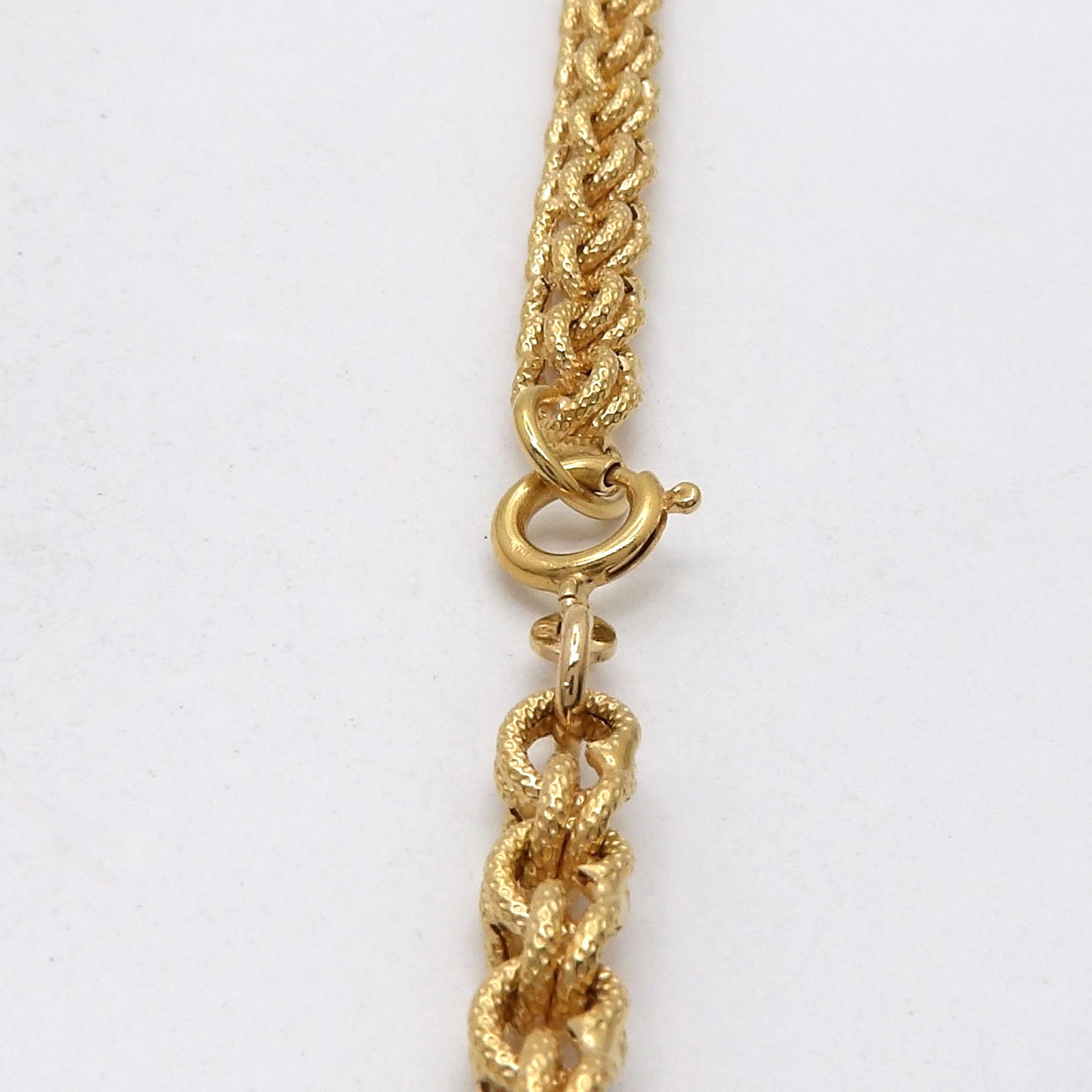 Solid 18k Gold Textured Chino Double Link Chain Necklace 20.5in 750 Italy 6mm