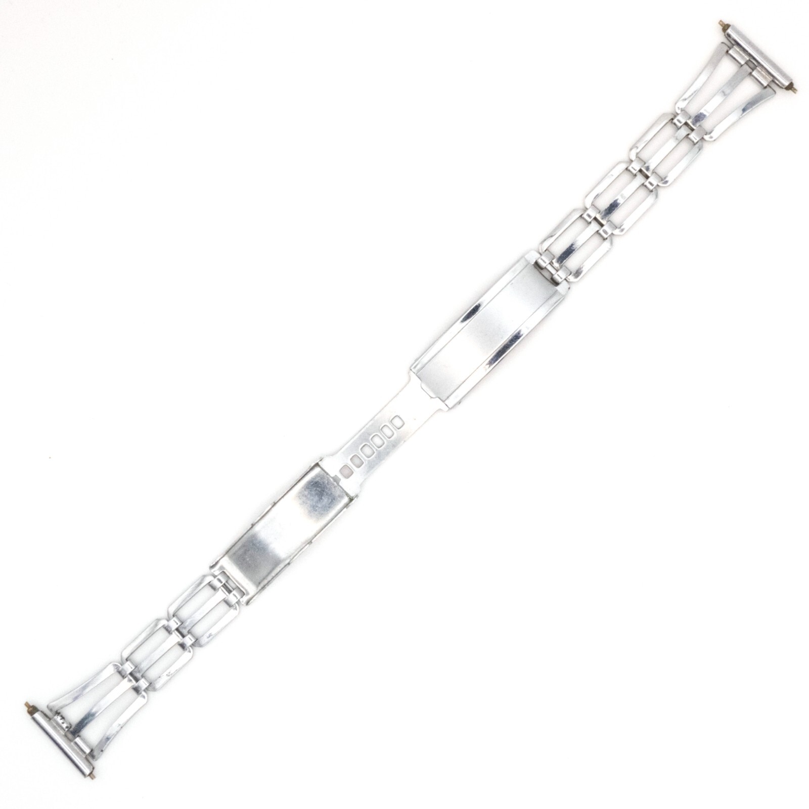 Vintage 17.0 mm Art Deco style open link wristwatch bracelet w/four-part clasp