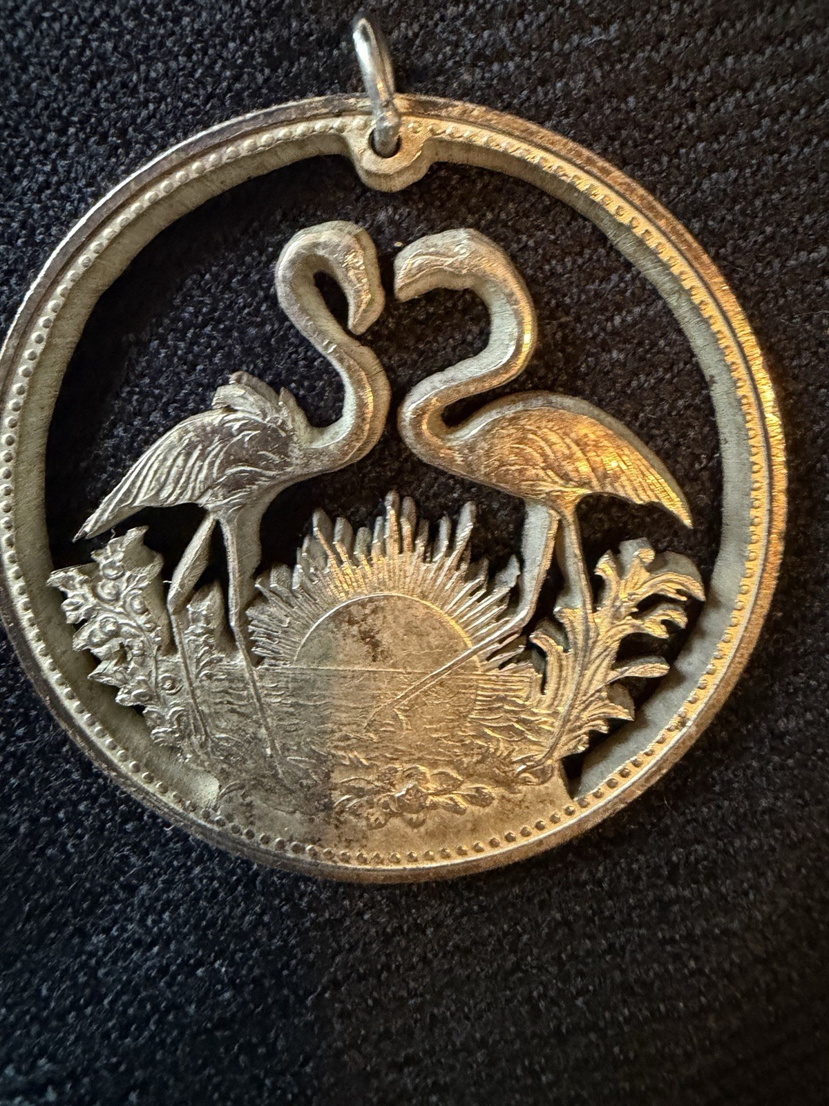 Silver Vintage Bahamas Cut Coin Pendant 1966 See Pictures Details