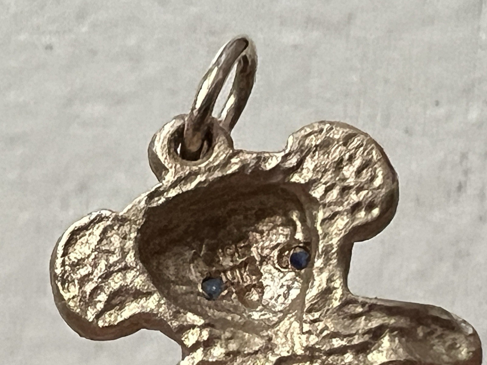 2gr Signed by JCF Solid 14k Gold Sapphire Teddy Bear OR Panda Charm 14mm or .75″