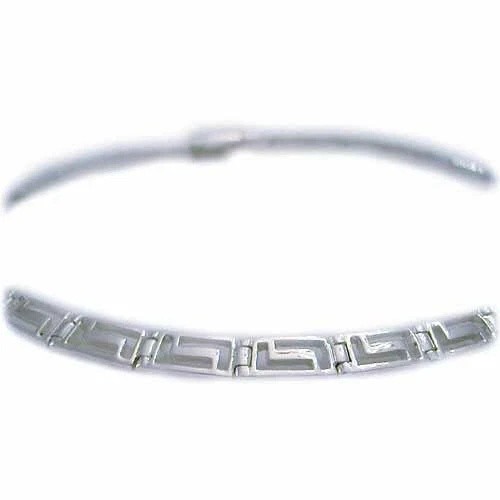 Sterling Silver Polished Greek Key Link Necklace