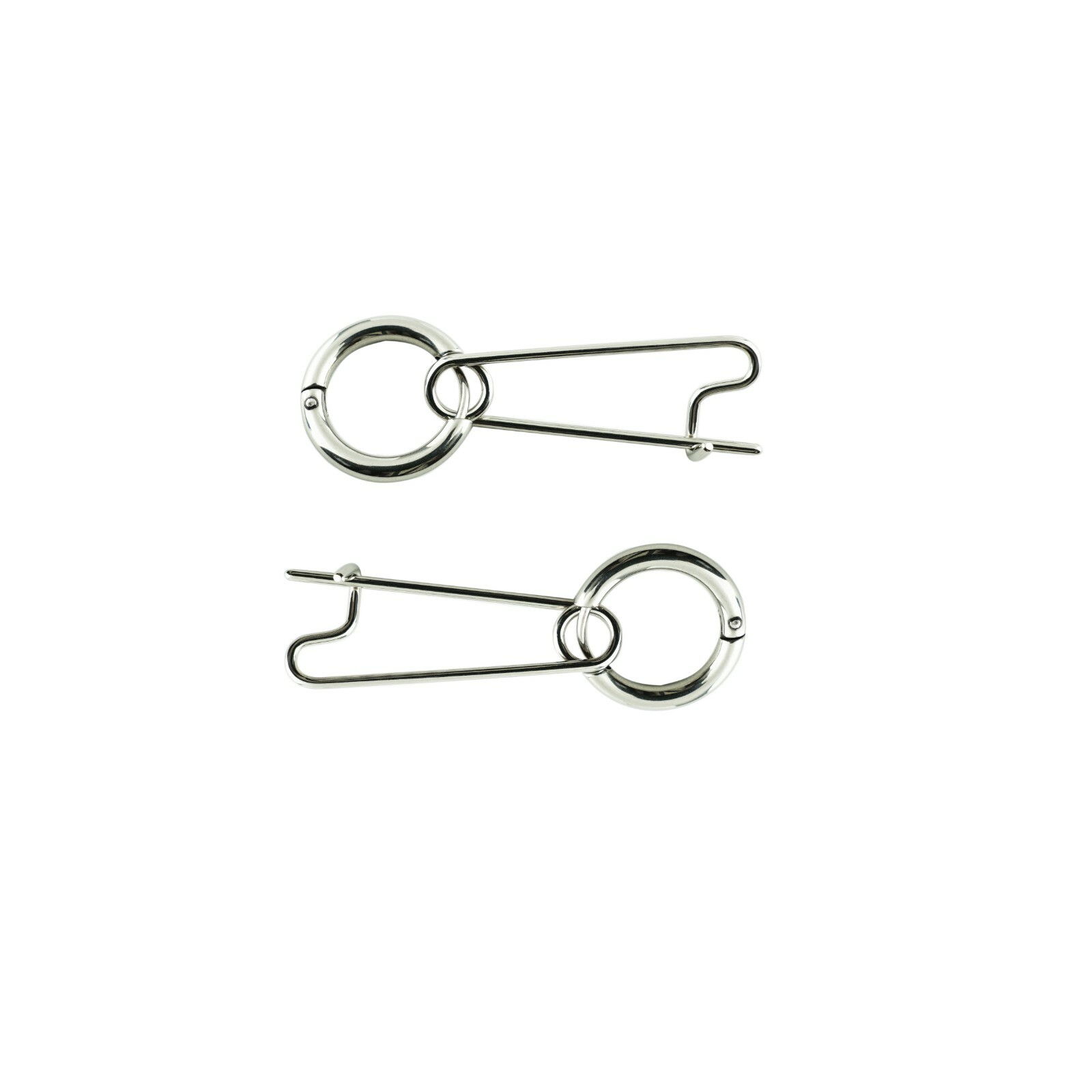 2pcs Stainless Steel Punk Goth Pin Circle Huggie Hoop Dangle Drop Stud Earrings