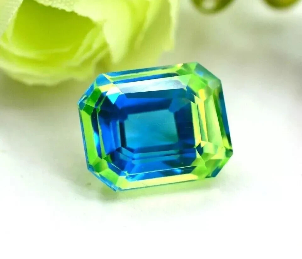 13 CT+ Natural Bi-Color Pitambari Sapphire Emerald Loose Certified Gemstone