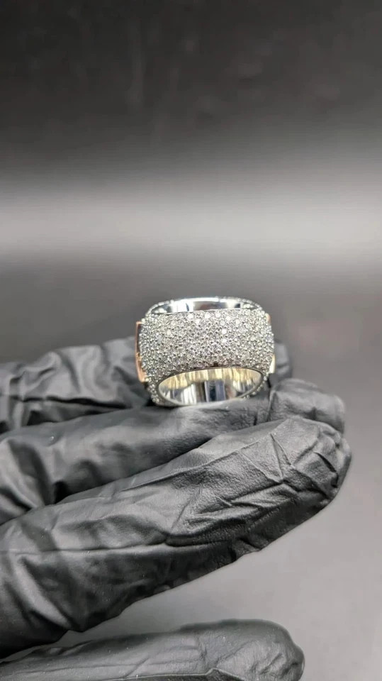 Custom Lab Created Diamond Name Big Out Personalized Ring 14K Rose Gold Plated
