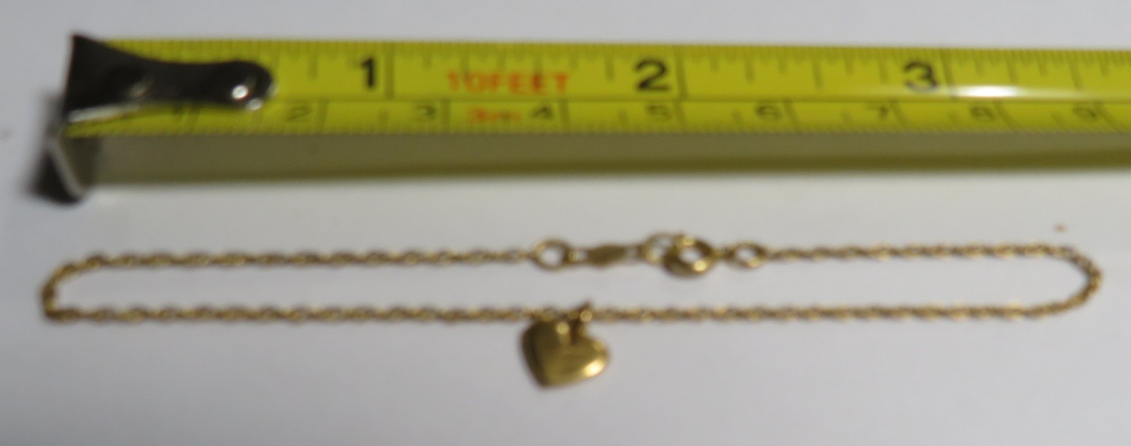 14k Solid .585 Yellow Gold 1.2g HEART LOVE Bracelet FLASHY Link secure 7 “