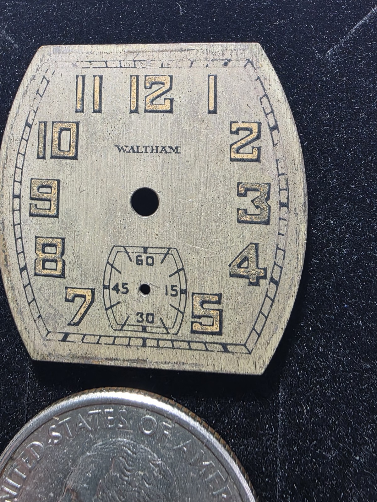 Vtg Waltham Art Deco Watch Dial Lume Indices 26.92×26.95mm (V4)