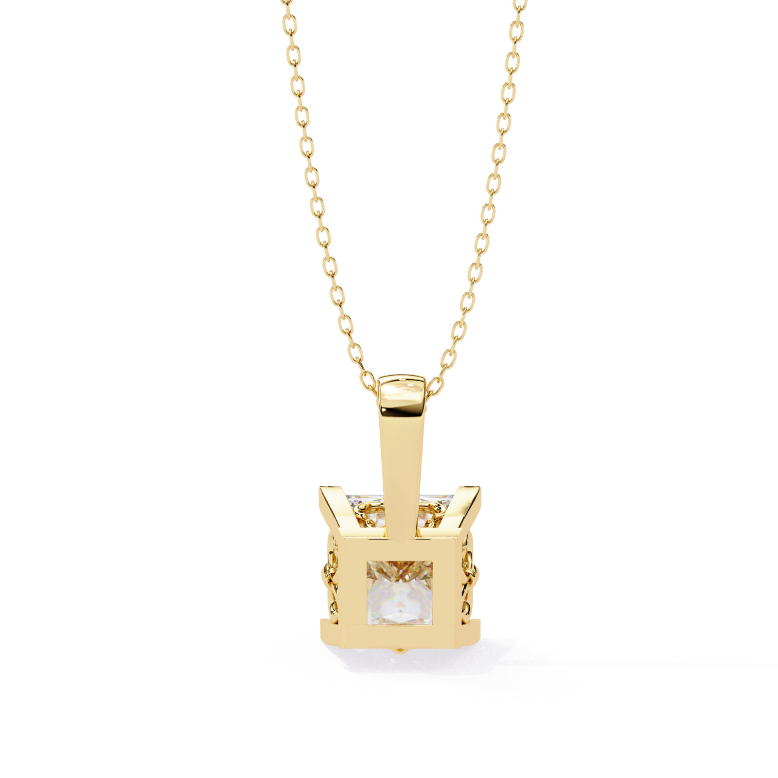 Beautiful Princess Diamond Pendant Made In 14 KT Gold Studded With Lab Created