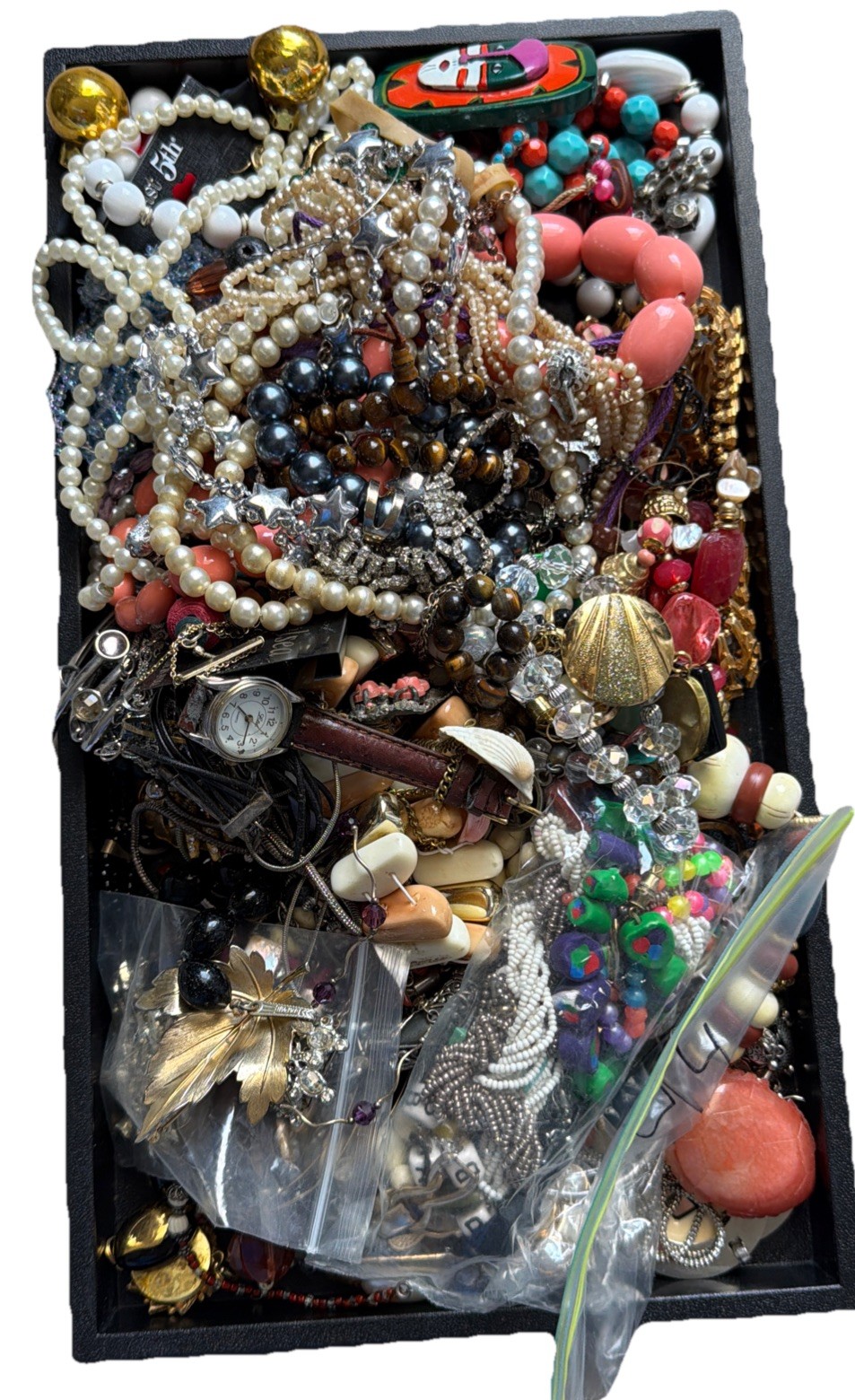 5.76 Lbs Bulk Craft Jewelry Lot Junk Repurpose Beads Wearable As Pictured As Is