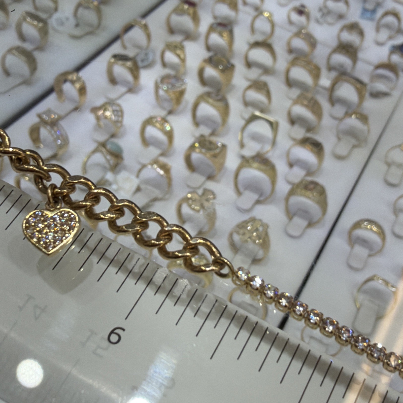 14 K Real Yellow Gold Anklets With Cubic Zirconia 10 Inches