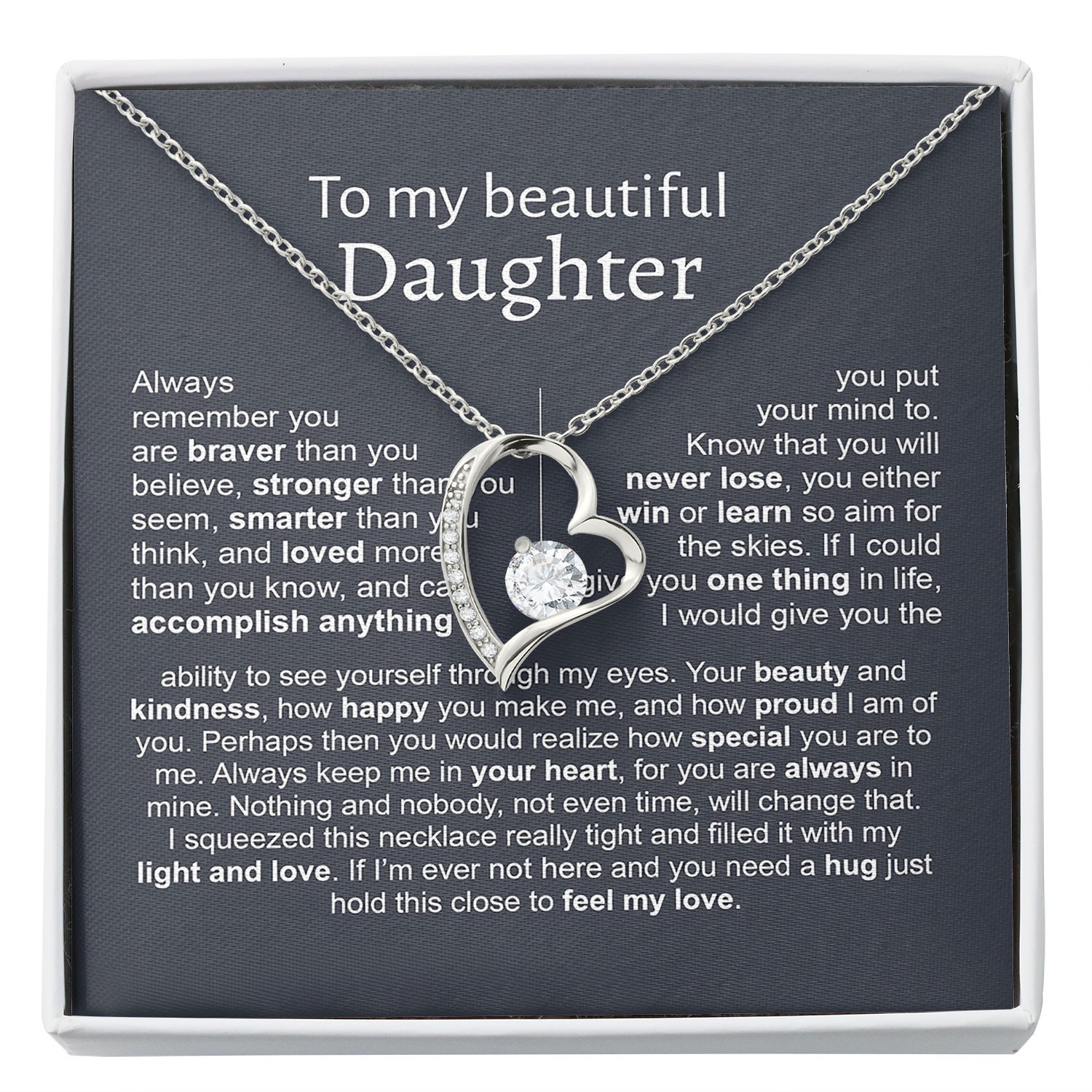 Inspirational Daughter Necklace, Meaningful Daughter Jewelry Gift From Mom
