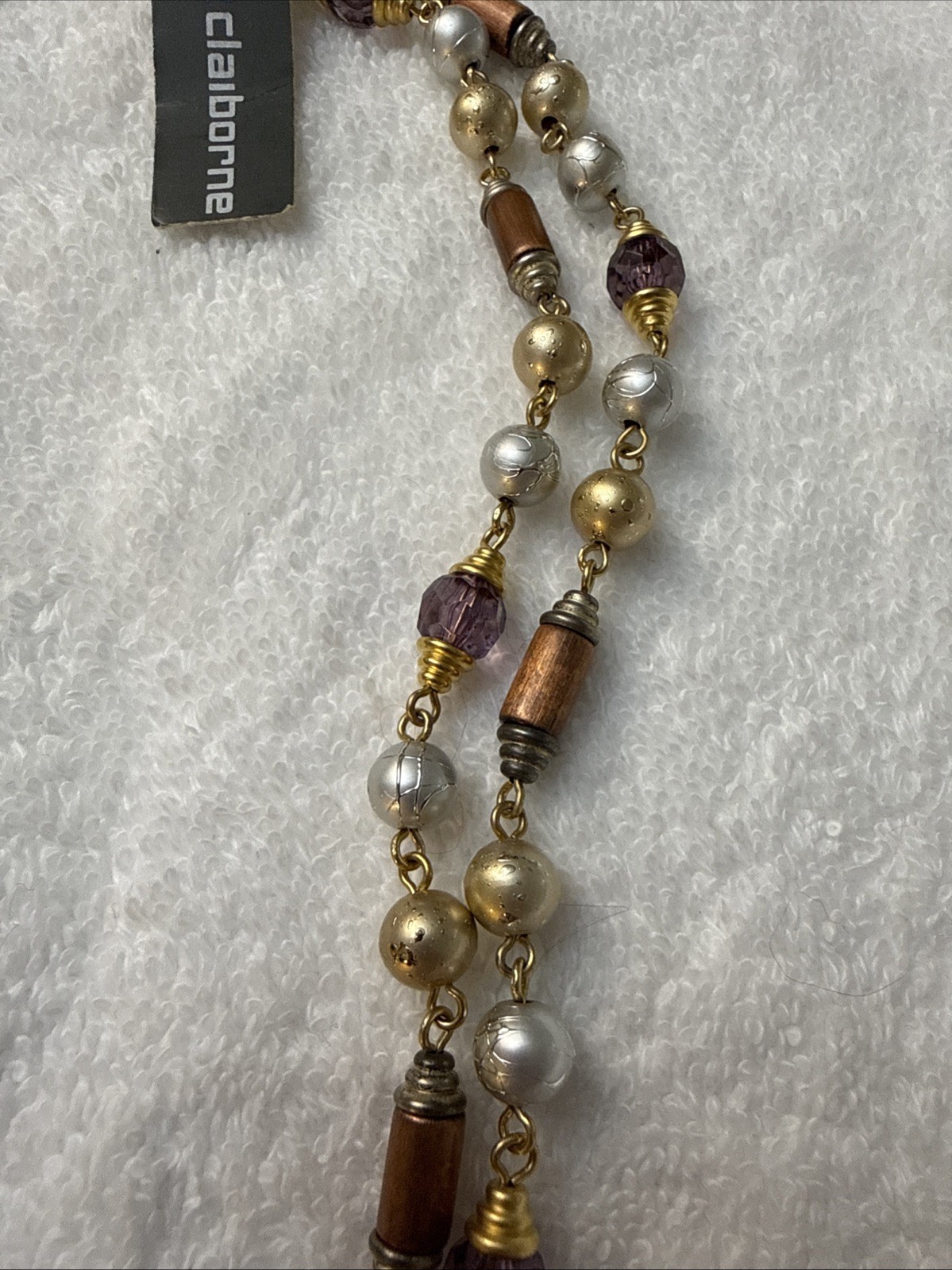 Liz Claiborne Faux Pearl, Lavender and copper beads.40 Inch. Light weight