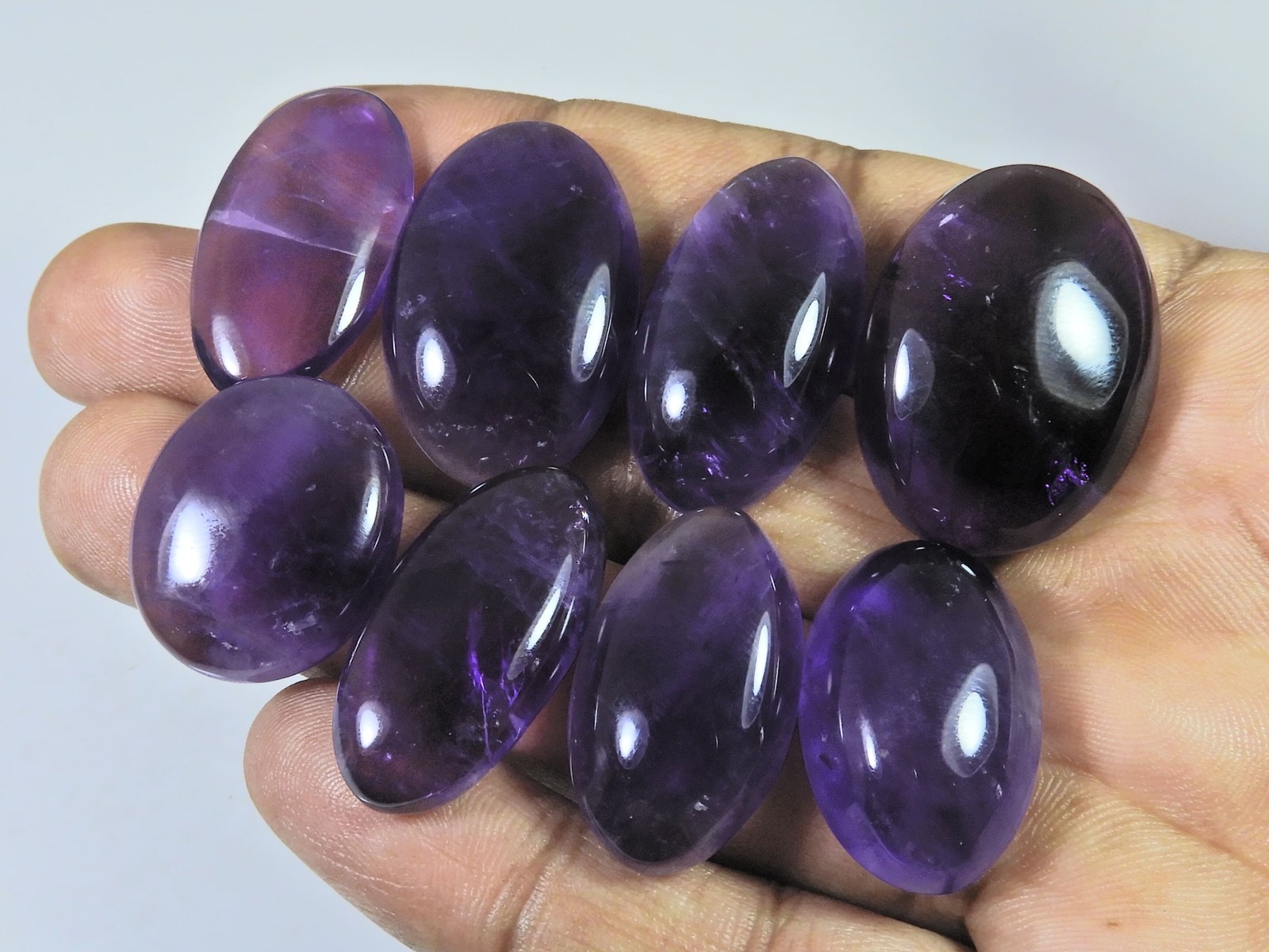 16X25-19X29MM Natural Purple Amethyst Oval Cabochon Loose Gemstone 08Pcs Lot