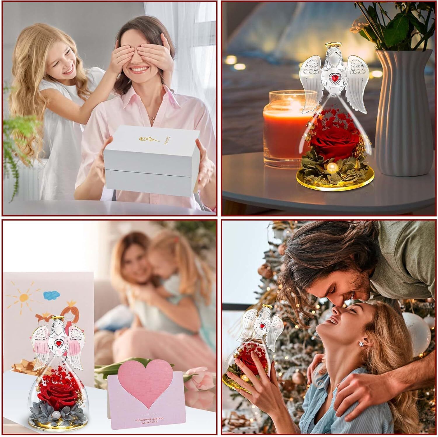 Women Gifts Ideas for Valentines Day, Preserved Forever Rose Gift with Necklace*