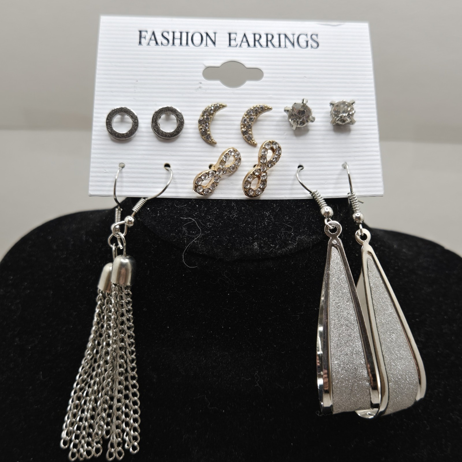 Fashion Earrings-Jewelry Sets Of Six Pair-NEW Silver Colored, Complete