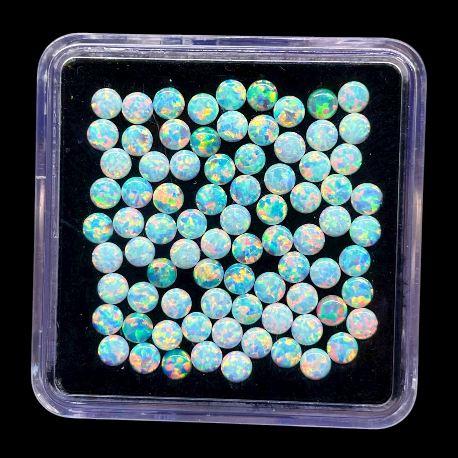 25 Pcs Australian Opal 3mm Round Cabochon AAA Quality Lab Created Gemstones Lot