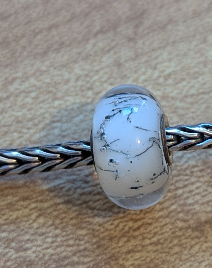 Authentic Retired TrollBeads White Steel Bead