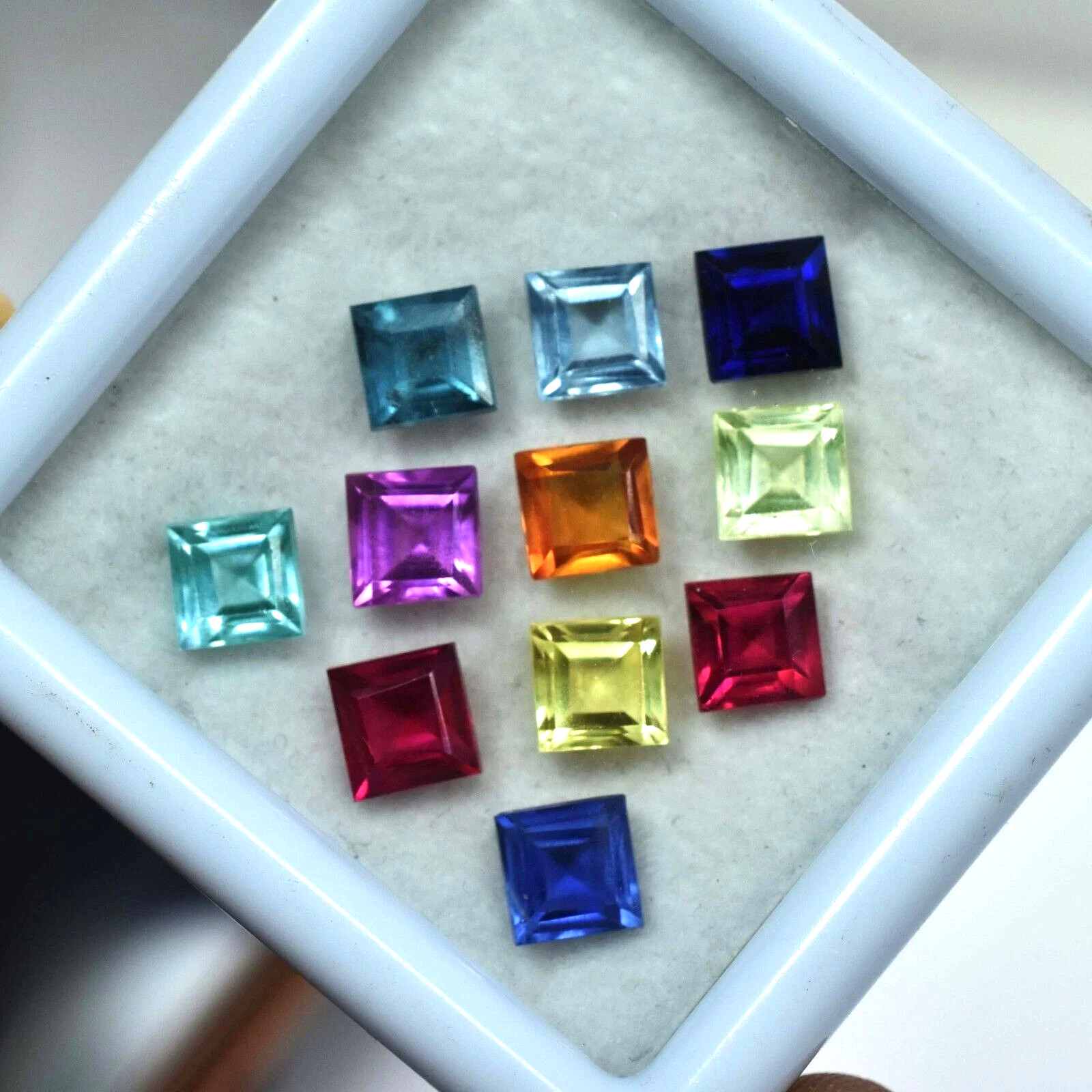 Natural 140 Ct Mix Color Ceylon Sapphire Square Cut 13-15 Pcs Gemstone Lot