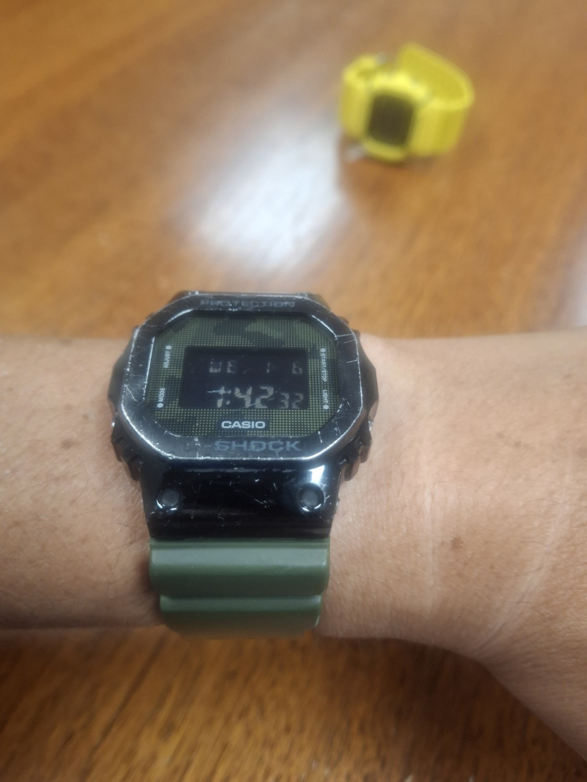 Casio G-shock GM-5600B Negative Display Metal Bezel Green Band Watch