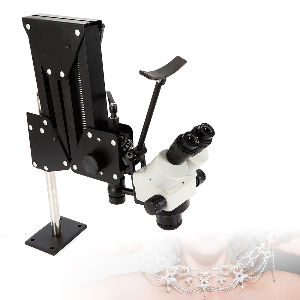 7x-45x Zoom Micro Inlaid Mirror Multi-directional Microscope+Stand Jewelry Tool