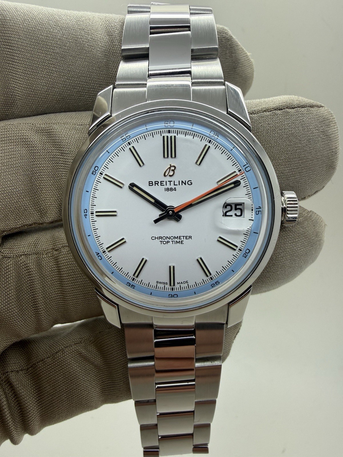 2025 Breitling Top Time B31 Steel White Dial Automatic 38mm Watch AB3113 B+P