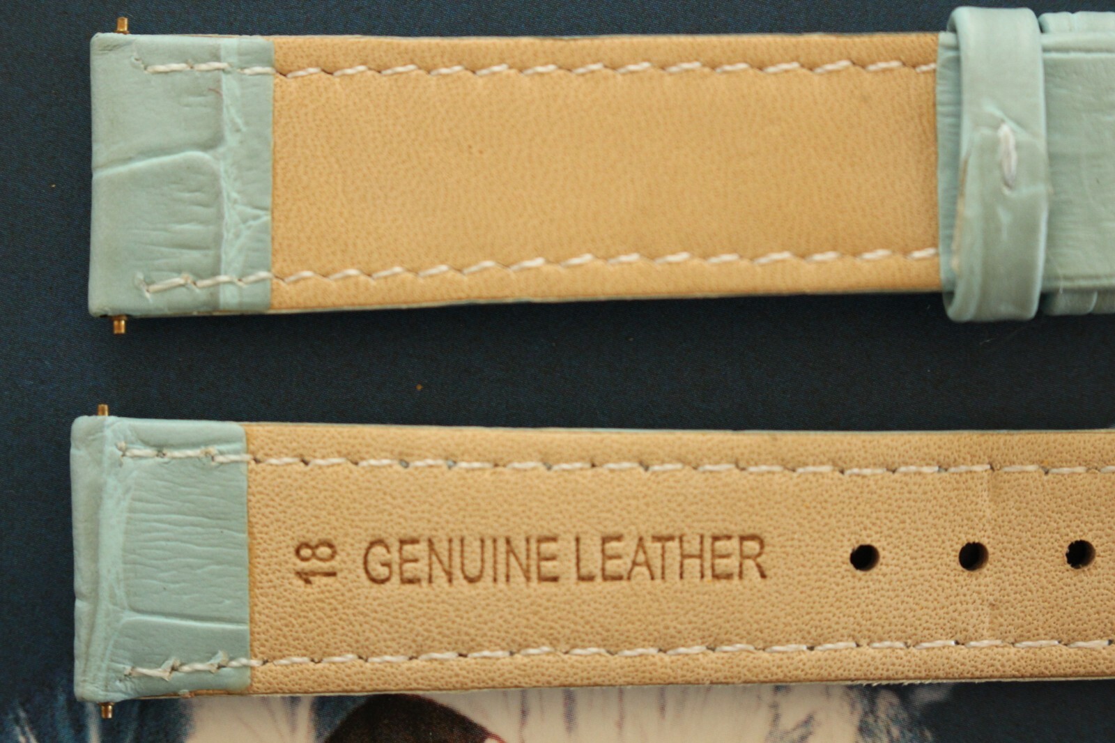 18-16 SKY BLUE CROCO CALF TONGUE BUCKLE WATCH BAND WATCHBAND STRAP FOR BREITLING