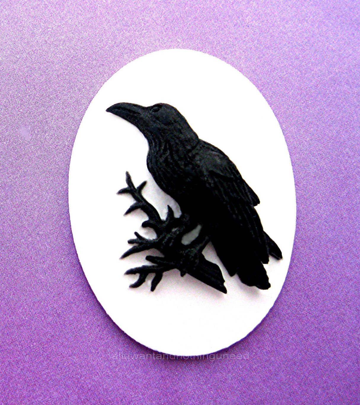 8 Multi Color BLACK BIRD CROW RAVEN on Branch 40mm x 30mm GOTH EMO CAMEOS Lot