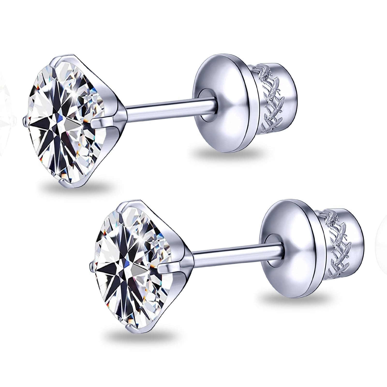 G23 Titanium CZ Stud Earrings, Hypoallergenic F136 Implant Grade Titanium Scr…