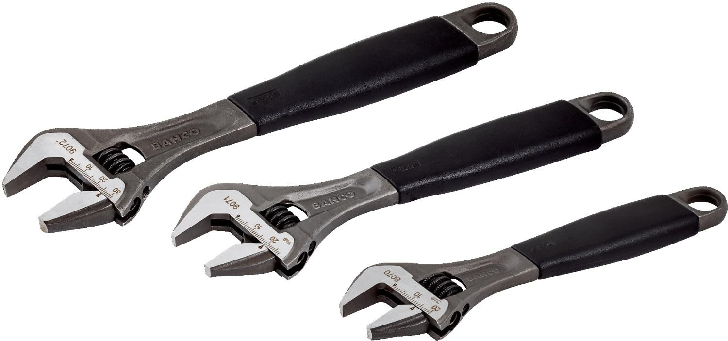 Bacho Alloy Steel Metric Adjustable Wrench Set (Pack of 3) Orange