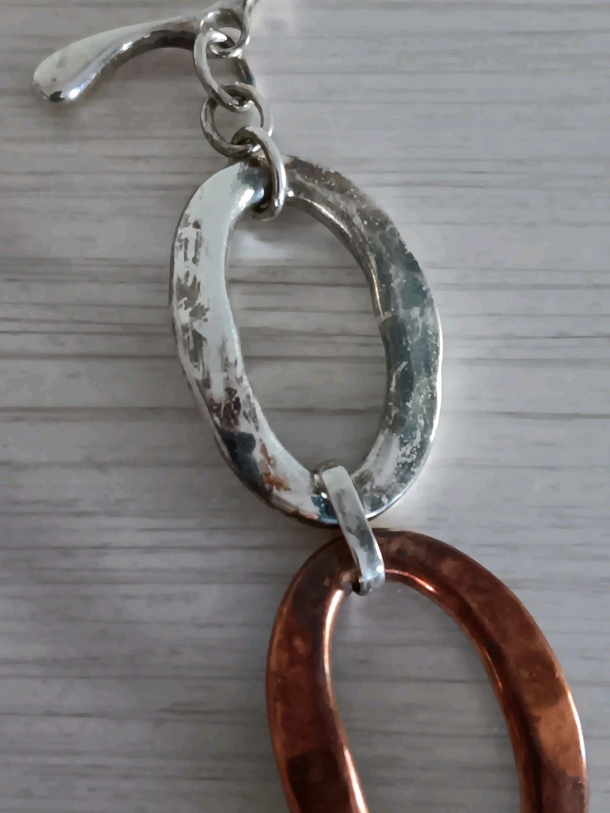 Rim Studio Sterling Silver Brass & Copper Large Link Bracelet 8″