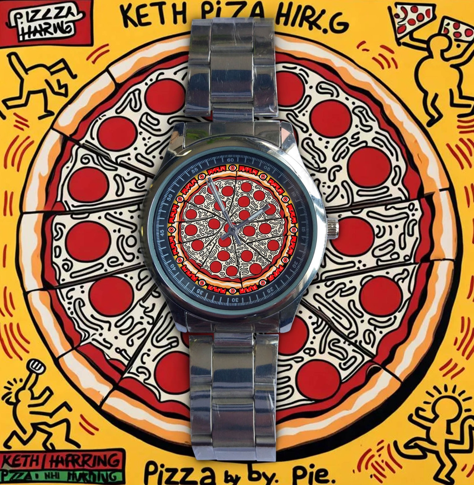 NEW Pizza pie Keith haring – Pizza Pie Pop Art Stainless Steel Watch Collection!