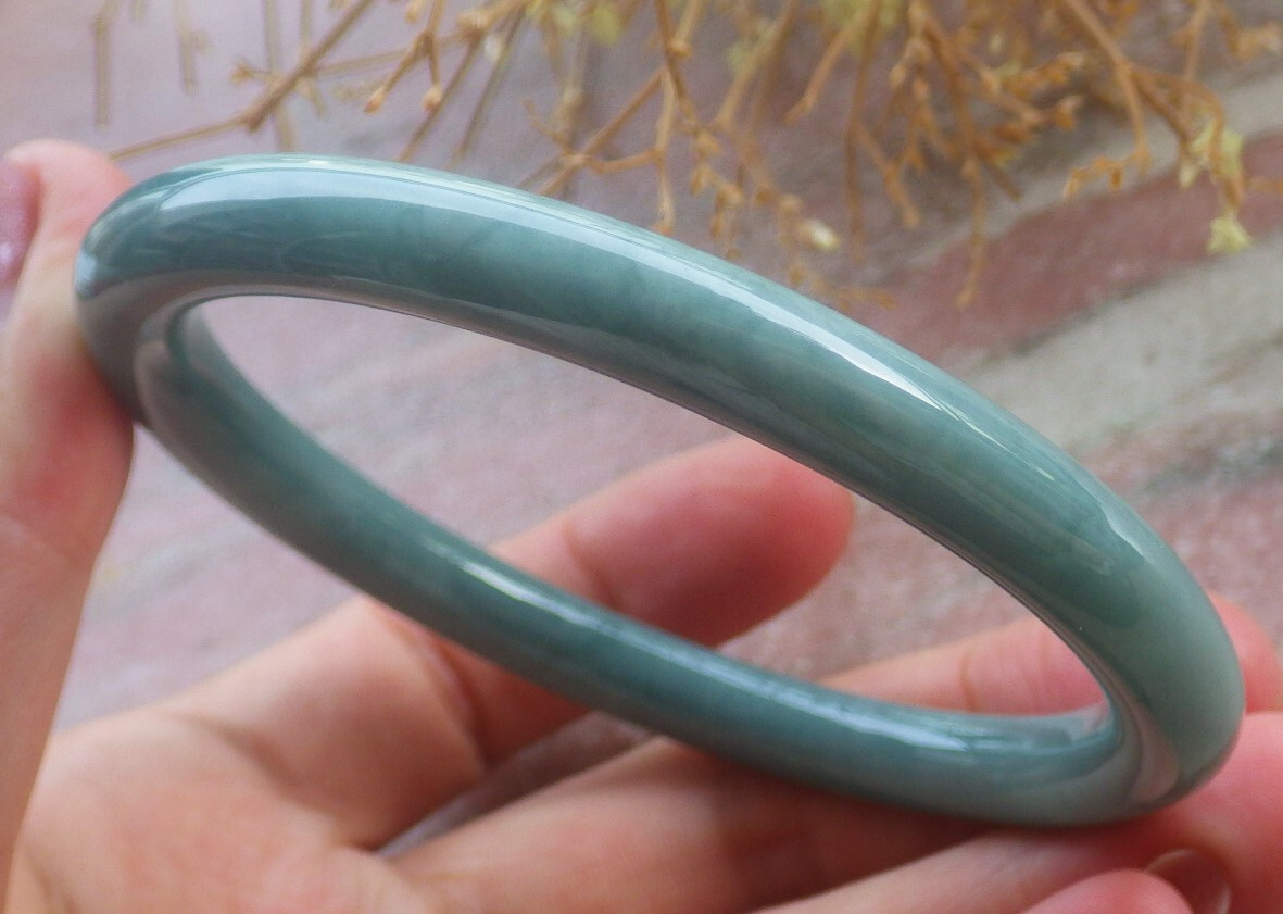 Video Certified Green Natural A JADE Jadeite Circle Bangle Bracelet 61mm 202367