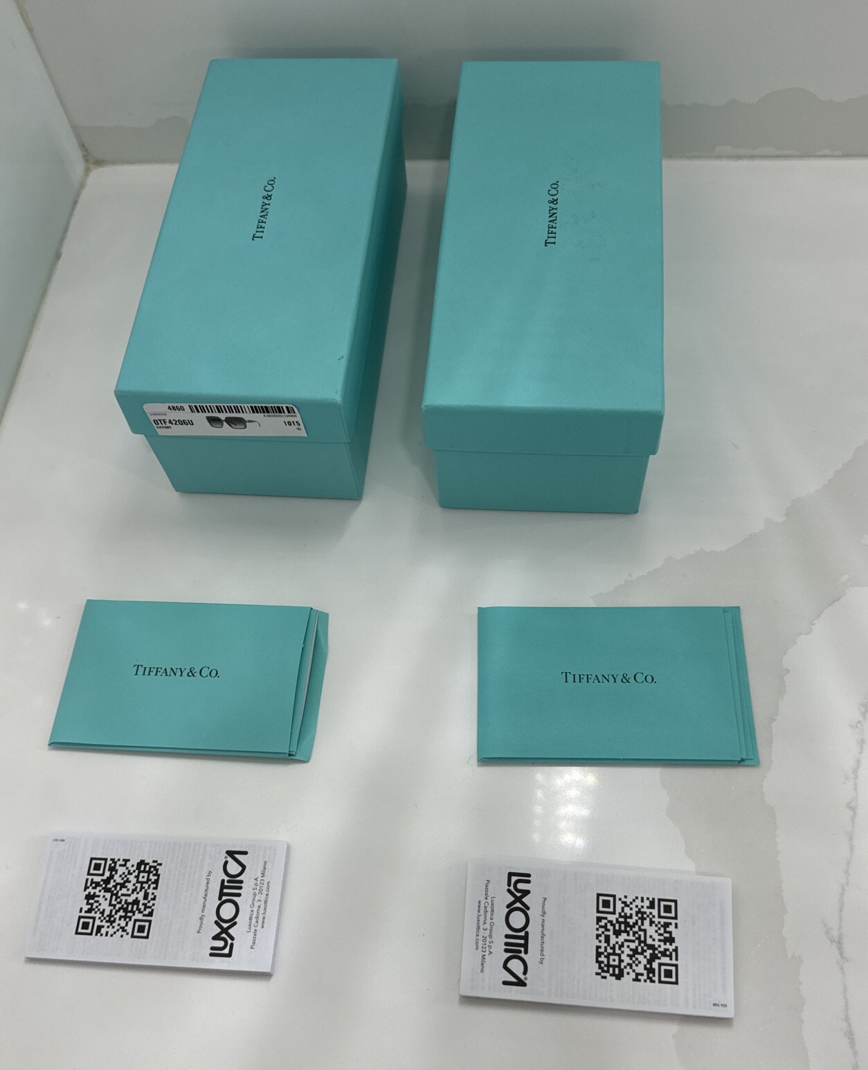 2 Tiffany & Co. Blue Cardboard Eyeglasses Boxes 7x 3 x 2.5 inches With Paperwork