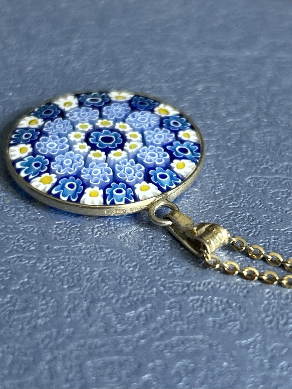 925 Silver Millefiori Pendant On 46cm Chain/ Gold Overlay