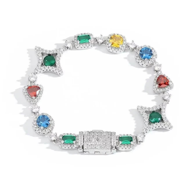 15Ct Multi Cut Lab Created Multicolor Tennis Bracelet 14K White Gold Plated