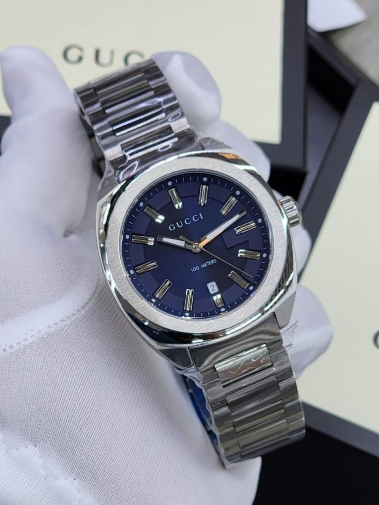 Gucci GG2570 YA142303 41mm Blue Dial Steel Bracelet Swiss Quartz Watch