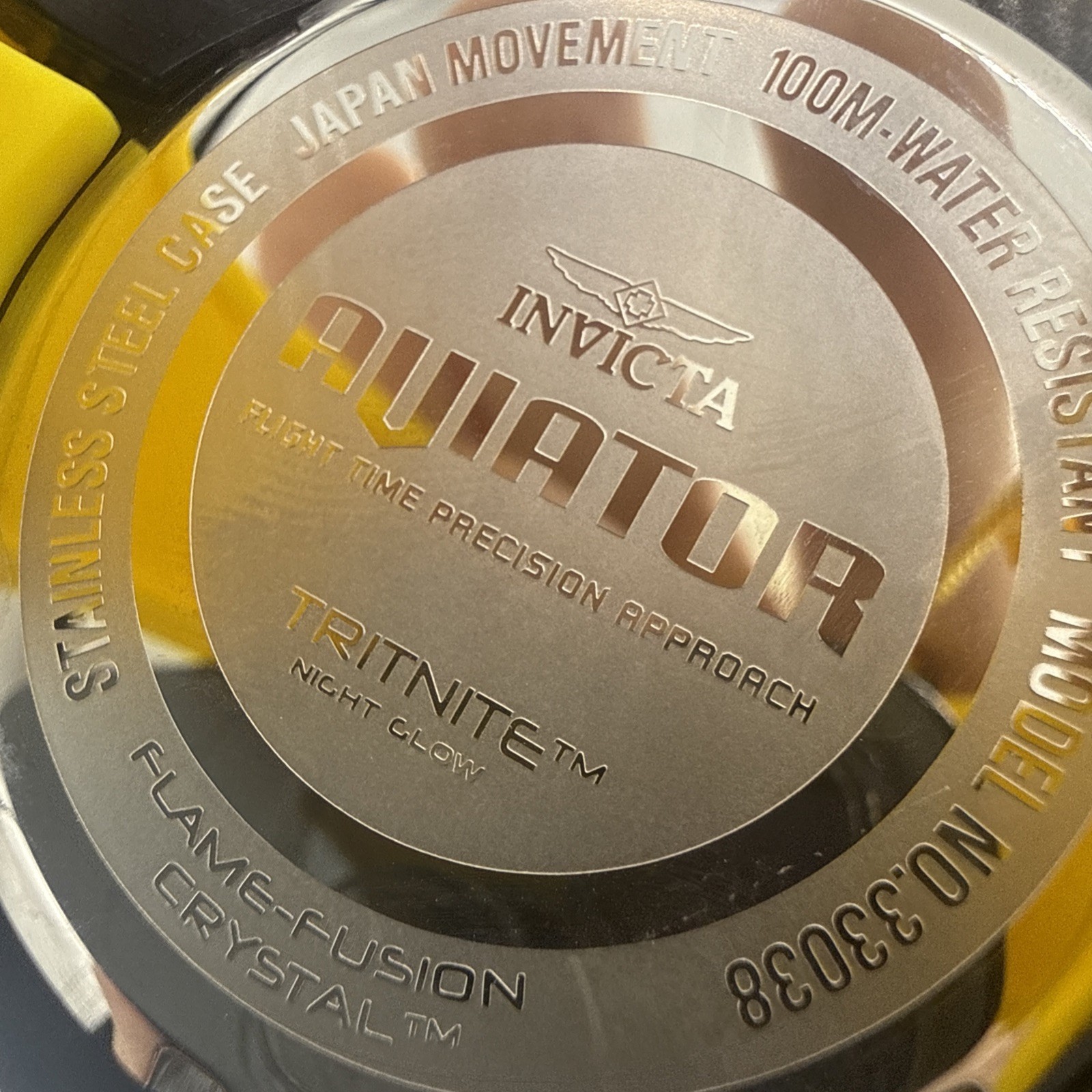 Invicta 33038 Aviator Men’s Yellow/Black 50mm Multi-Function Silicone Watch
