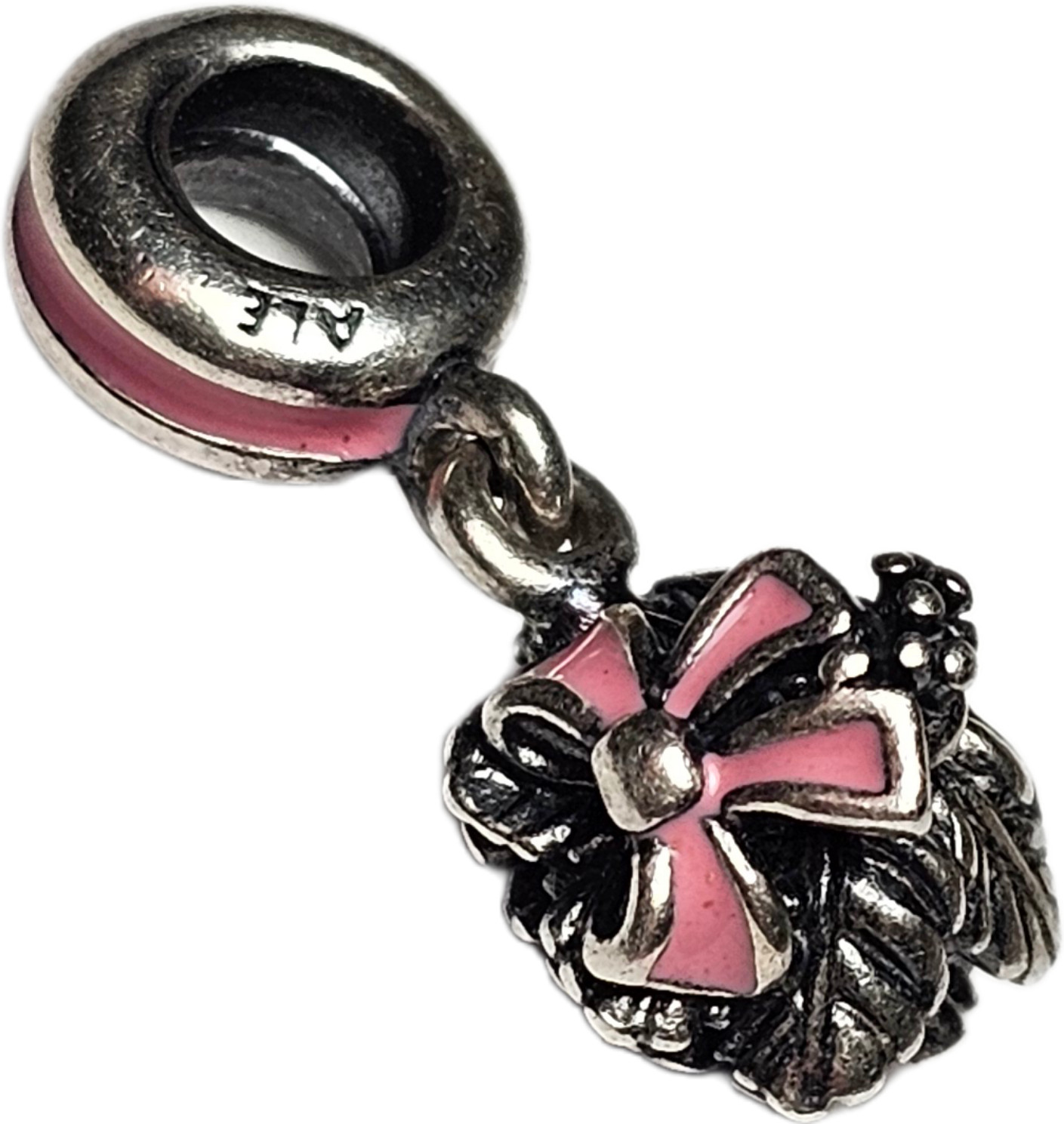 Pandora Sterling Silver Everlasting Pink Bouquet Dangle Enamel Charm #791106EN24