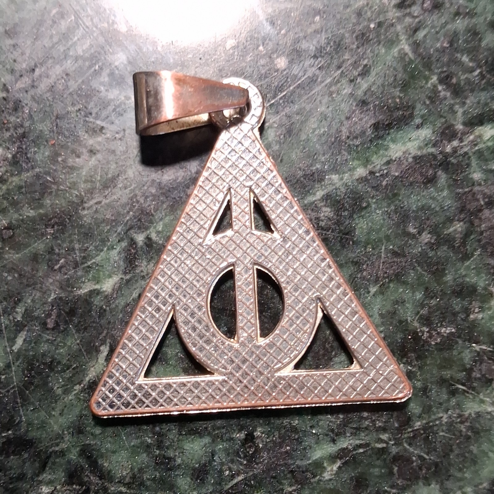 Silver-Tone Triangle Symbol Charm Pendant w/ Bail, Pavé Clear Round Stones