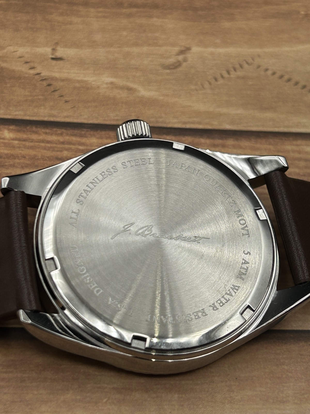 J. Brackett Verona Quartz Analog Date Gray Dial Fluted Bezel Silver Bracelet