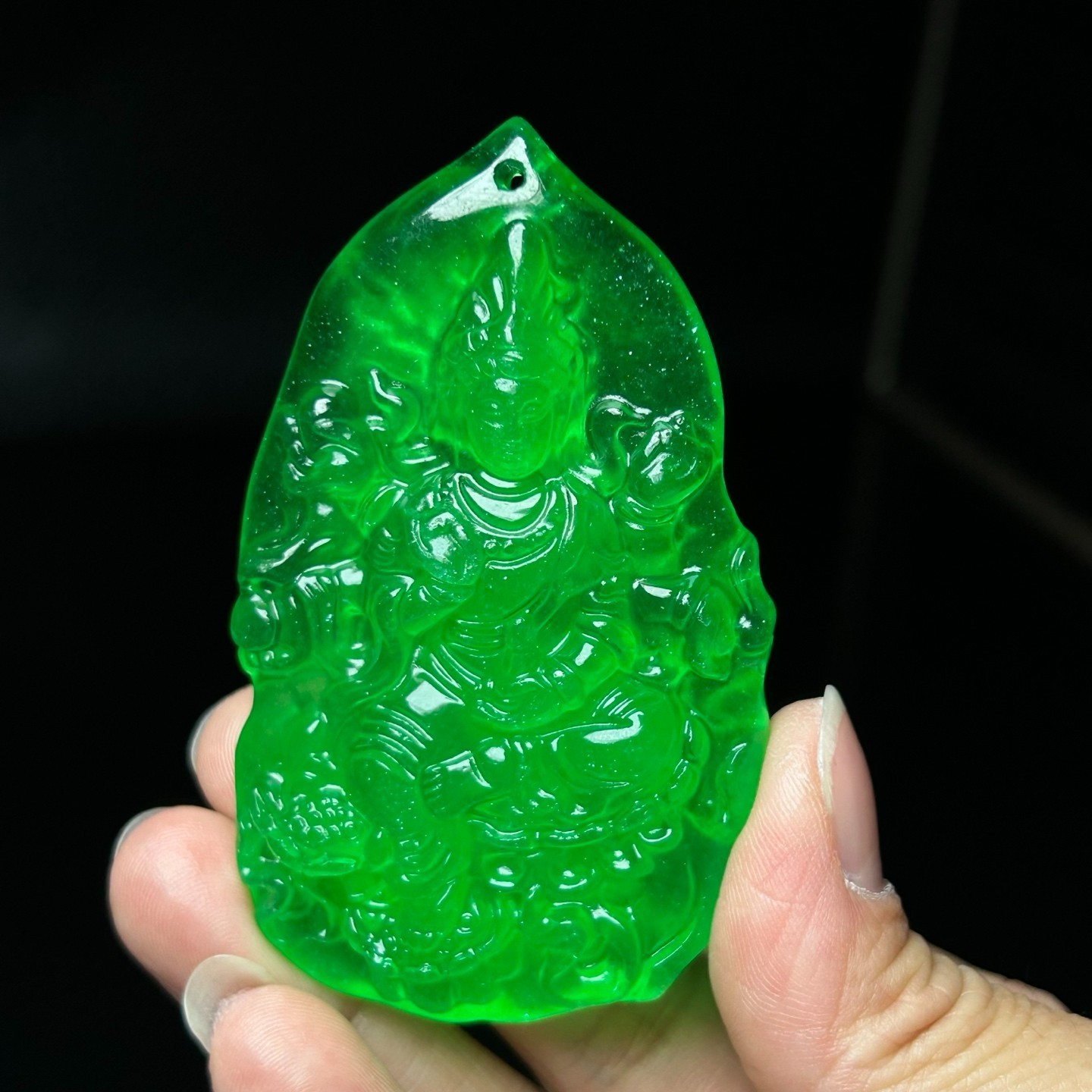 Natural ice Burmese Jade Jadeite Carved dragon kwan-yin lucky Pendant&Necklaces