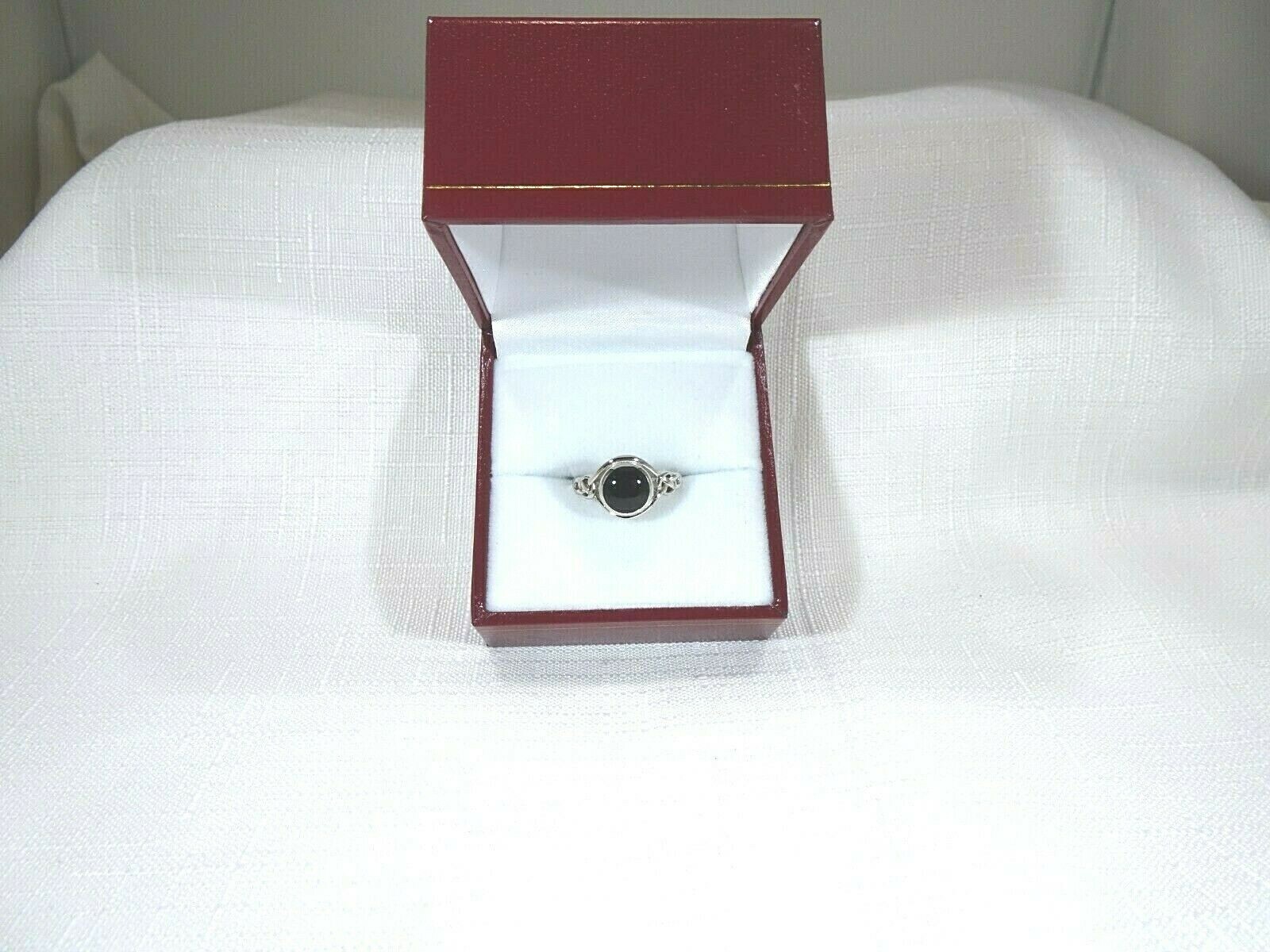 Lab-Created Black Onyx Solid Sterling Silver Celtic Knot Ring-size US (7) AU (O)