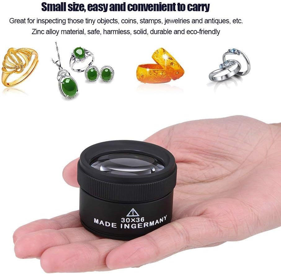 30X Jewelry Magnifier, Professional Optical Magnifier Glasses 30X Magnifying Len